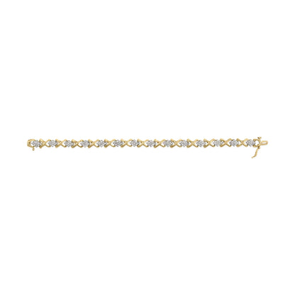 10k Yellow Gold Plated .925 Sterling Silver 2.00 Cttw Round-Cut Diamond Link 7" Bracelet (H-I Color, I2-I3 Clarity)
