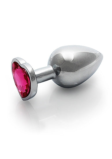 Heart Gem Butt Plug Silver Rubellite Pink