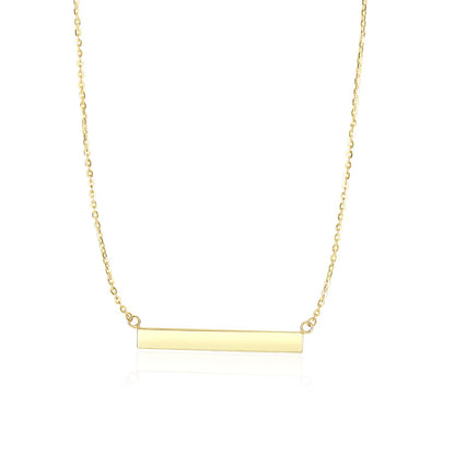 14k Yellow Gold Chain Necklace with a Shiny Flat Bar