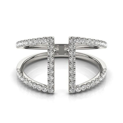 14k White Gold Open Style Dual Band Ring with Diamonds (1/2 cttw)