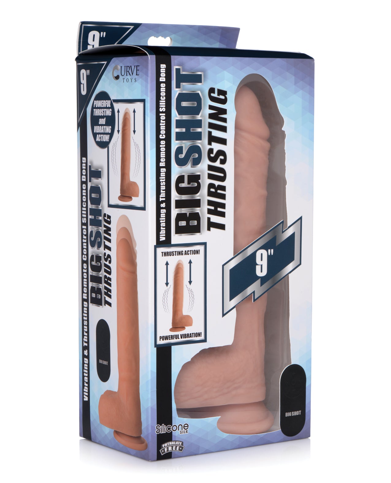 Curve Novelties Big Shot Thrusting Dildo W/remote Control - Flesh
