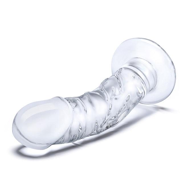 Glas 7 Curved Realistic Glass Dildo W Veins "