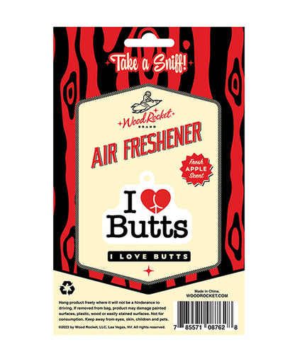 'wood Rocket I Love Butts Air Freshener - Apple
