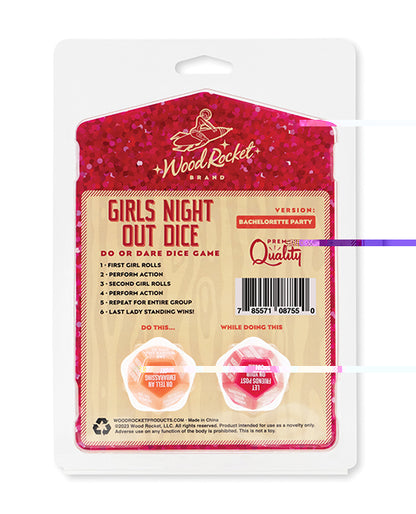 'wood Rocket Girls Night Out Do Or Dare Dice Game - Red