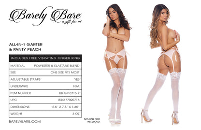 Barely Bare All-in-one Garter & Panty Peach O/s