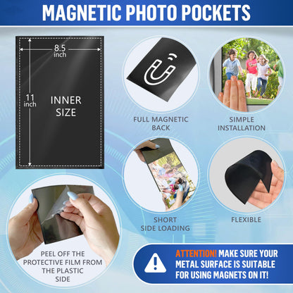 10 Pack Magnetic Frames 8.5 x 11   Magnetic Picture Frames for Fridge Magnetic Picture Frames for Refrigerator Magnetic Photo Sleeves Locker Magnet Frame Magnetic Photo Pockets Magnetic Picture Holder