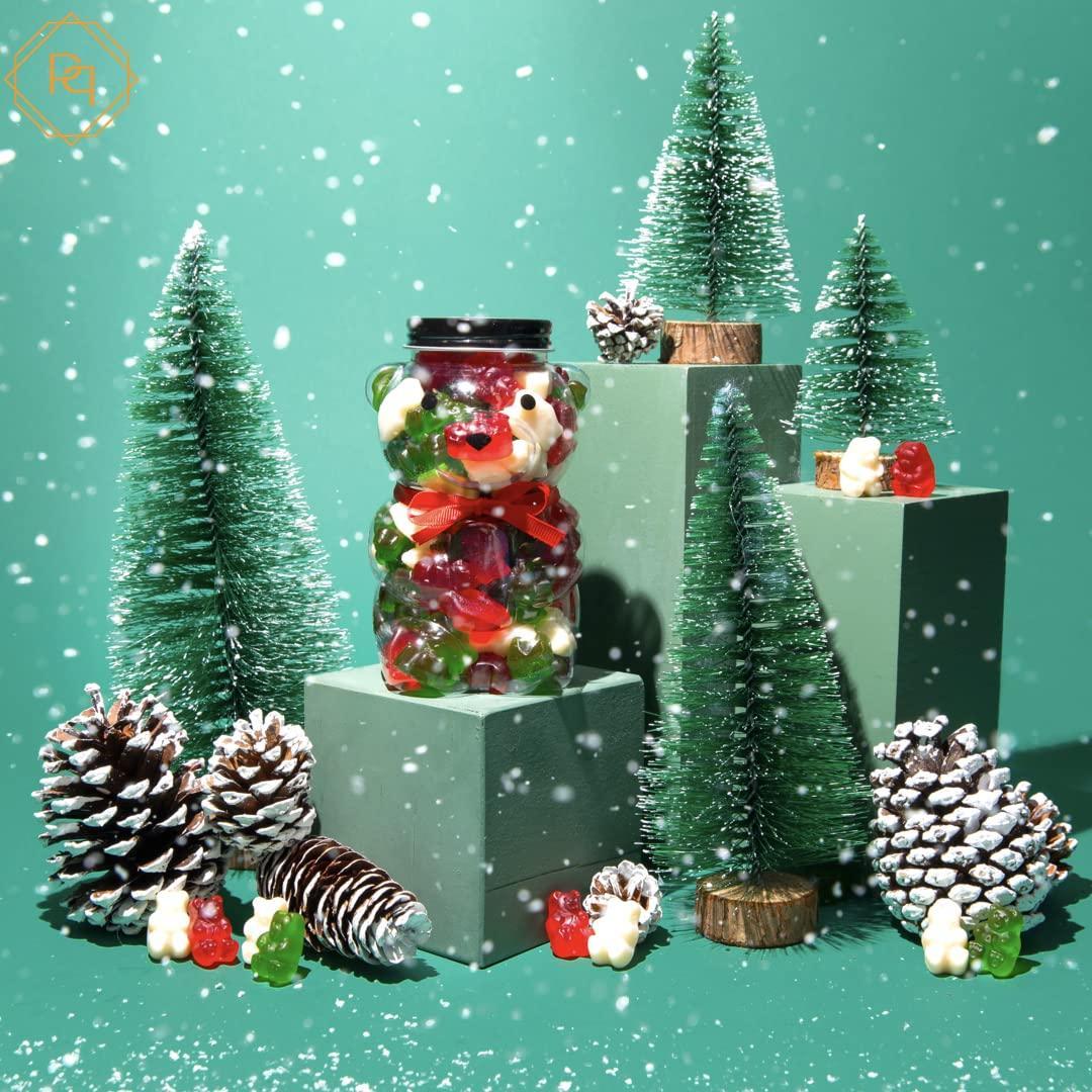 Gummy Bears Jar   Candy Gift Ready Plastic Jar Stuffed With Sweet Gummies Candy   1 LB Gummie Candies In Bear Shaped Container With Stunning Red Bow   Assorted Gummy Candy Candy Gift For All Occasions. (Holiday Themed)