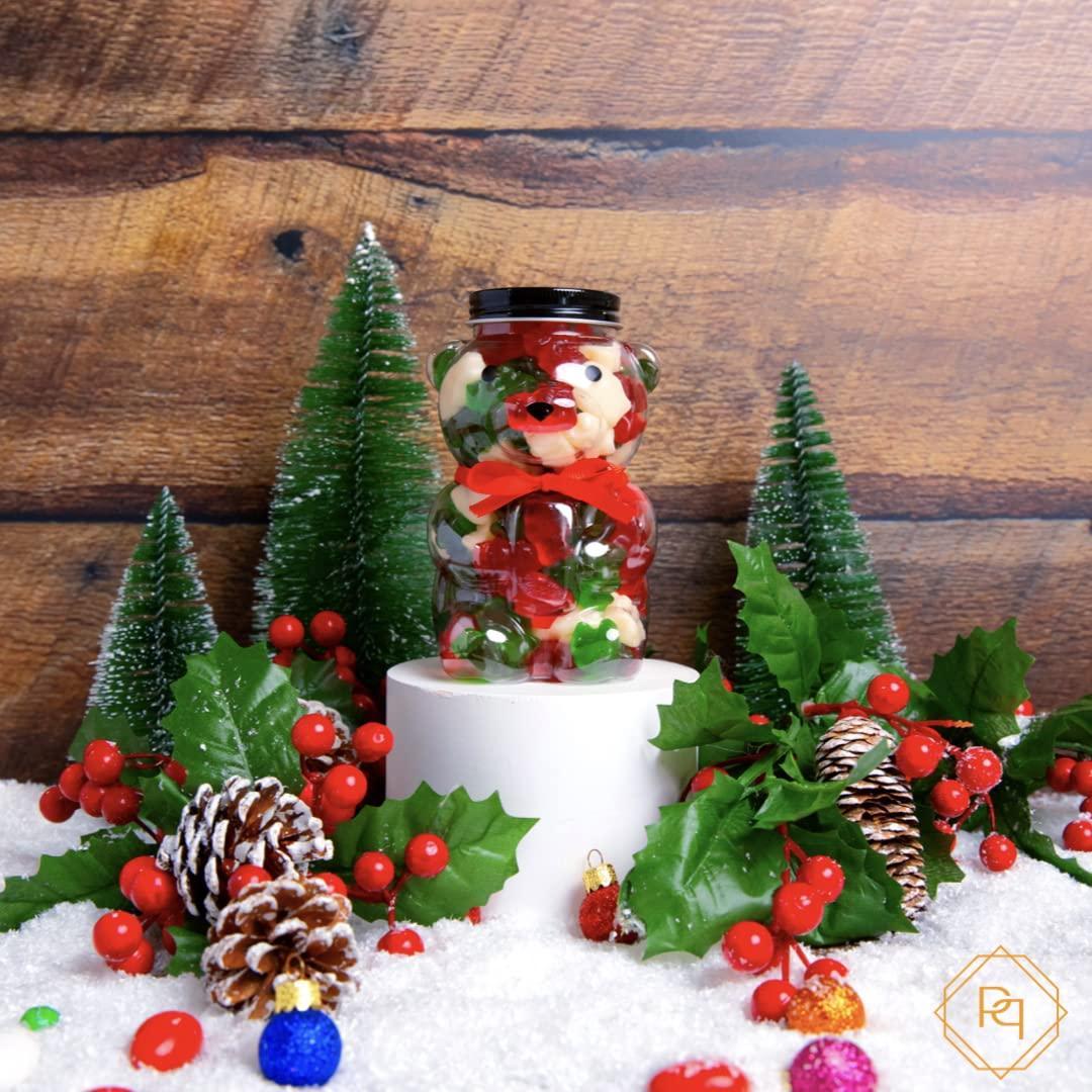 Gummy Bears Jar   Candy Gift Ready Plastic Jar Stuffed With Sweet Gummies Candy   1 LB Gummie Candies In Bear Shaped Container With Stunning Red Bow   Assorted Gummy Candy Candy Gift For All Occasions. (Holiday Themed)