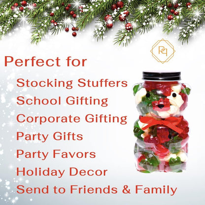 Gummy Bears Jar   Candy Gift Ready Plastic Jar Stuffed With Sweet Gummies Candy   1 LB Gummie Candies In Bear Shaped Container With Stunning Red Bow   Assorted Gummy Candy Candy Gift For All Occasions. (Holiday Themed)