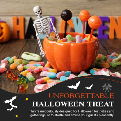 Halloween Trick or Treat Candies | Stuffed Sour Worms Gummies in Scary Skull Shape Candy Jar | Spooky Sweets | Perfect For Halloween