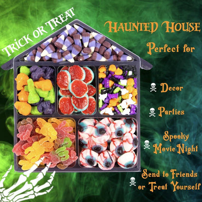 Halloween Candy Box   Candy Gift Box For All Ages   Haunted House Trick or Treat candy   Halloween Trick or Treat Gift Basket