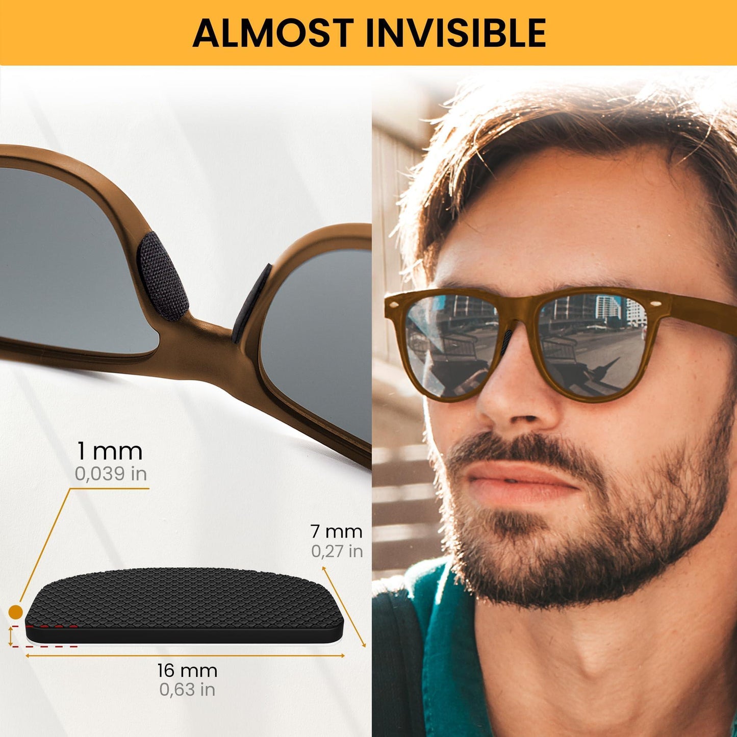 Glasses Nose Grips Non Slip - 6 Pairs Silicone Eyeglass Nose Pads Anti Slip - 1mm x 7mm x 16mm Adhesive Nose Pads Glasses for Comfort - Sunglass Nose Pads Cushion - Glasses Bridge Accessories