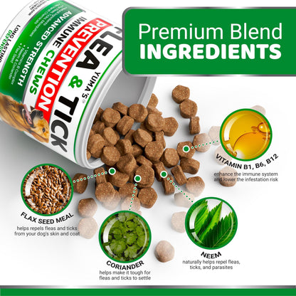 Flea and Tick Prevention for Dogs Chewables   170 Treats   Natural Dog Flea and Tick Treatment Chewable   Flea and Tick Chews for Dogs   Soft Oral Flea Pills for Dogs   All Breeds & Ages   Made in USA