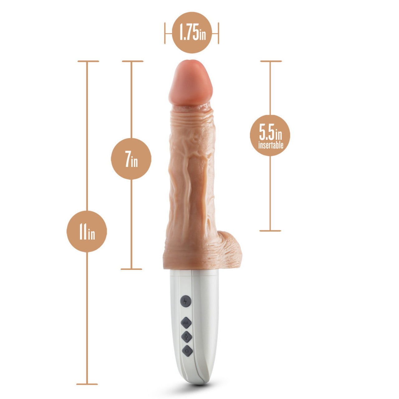Dr Skin Silicone Dr Hammer 7in Thrusting Dildo W/ Handle Beige