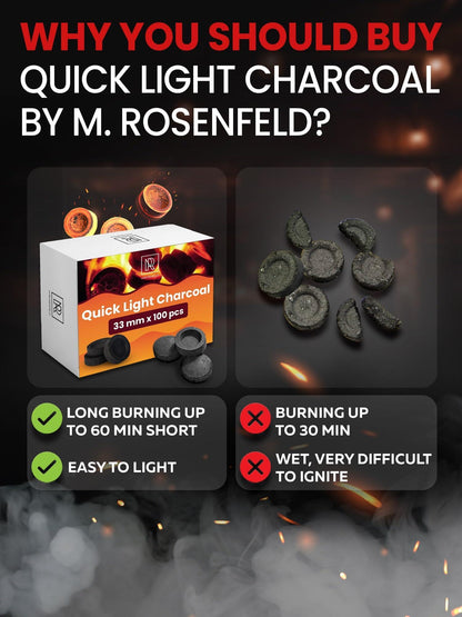 100 pcs Hookah Charcoal Hookah Coals for Hookah   Quick Light Charcoal Tablets   33 mm Charcoal Tablets for Incense   Premium Quality Incense Charcoal Discs   Pack of 100 Charcoal for Incense Burning