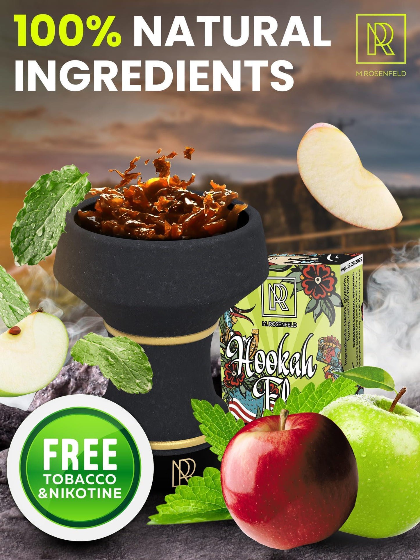 Hookah Flavor Double Apple Mint   176 ounce (50 gram) Hookah Shisha Tobacco Free Molasses Hookah Tobacco & Nicotine Free Double Apple Mint Shisha with Real Organic Shisha Hookah Flavors Double Apple Mint Hookah Flavor