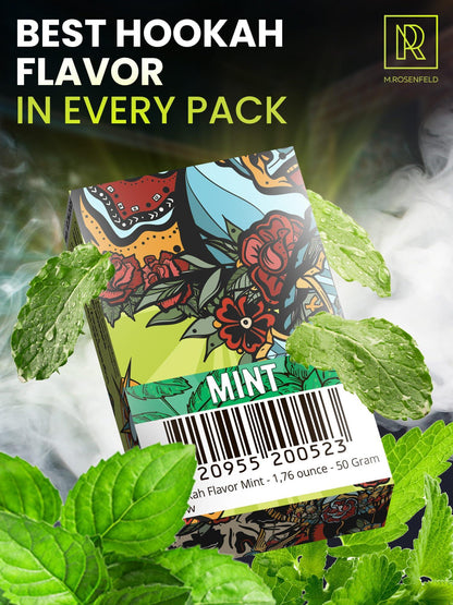 Hookah Flavors Mint   176 ounce (50 gram) Hookah Shisha Tobacco Free Molasses Hookah Tobacco & Nicotine Free Mint Shisha with Real Organic Shisha Hookah Flavors Mint Hookah Flavor