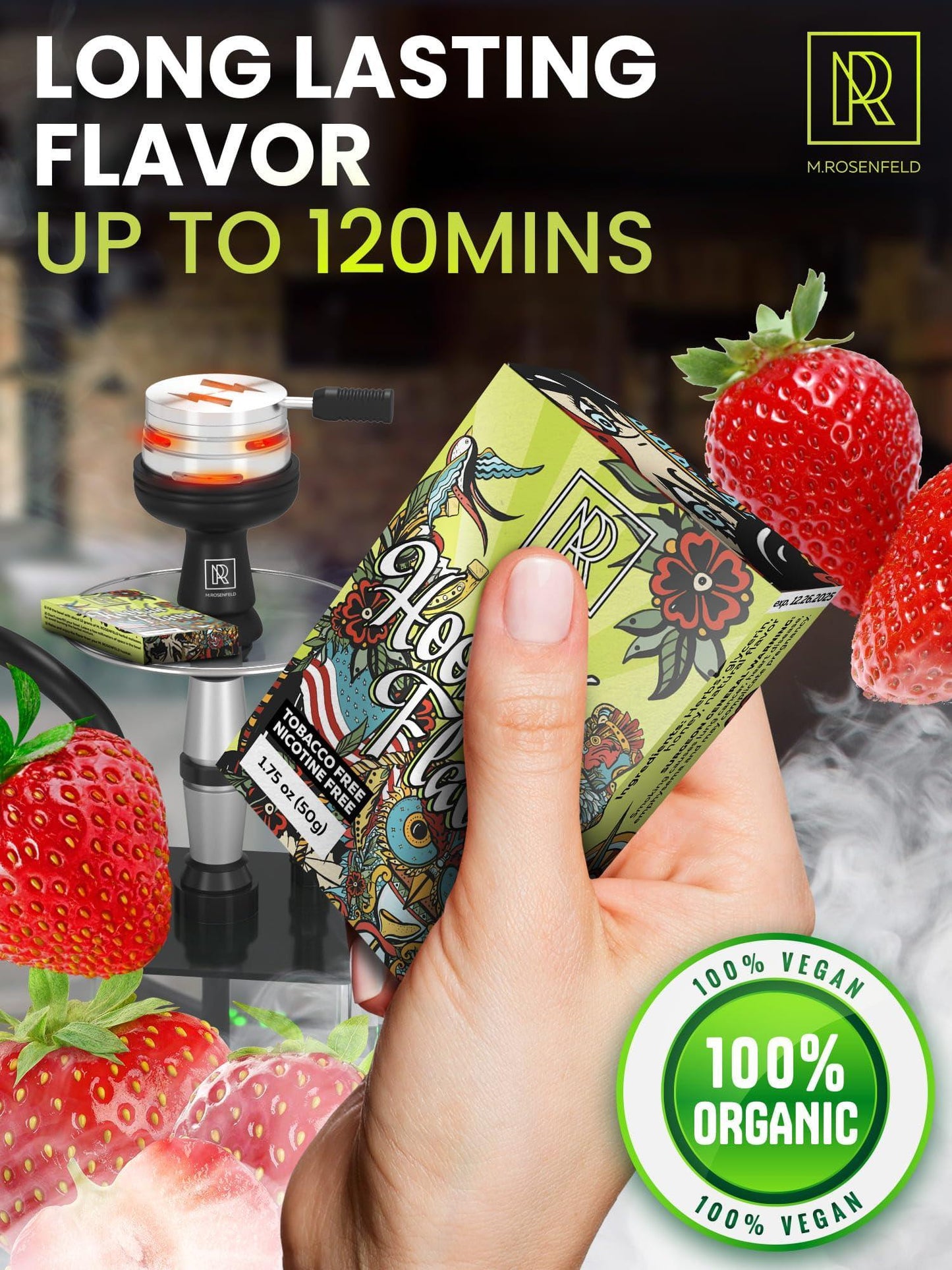 Hookah Flavor Strawberry   176 ounce (50 gram) Hookah Shisha Tobacco Free Molasses Hookah Tobacco & Nicotine Free Strawberry Shisha with Real Organic Shisha Hookah Flavors Strawberry Hookah Flavor