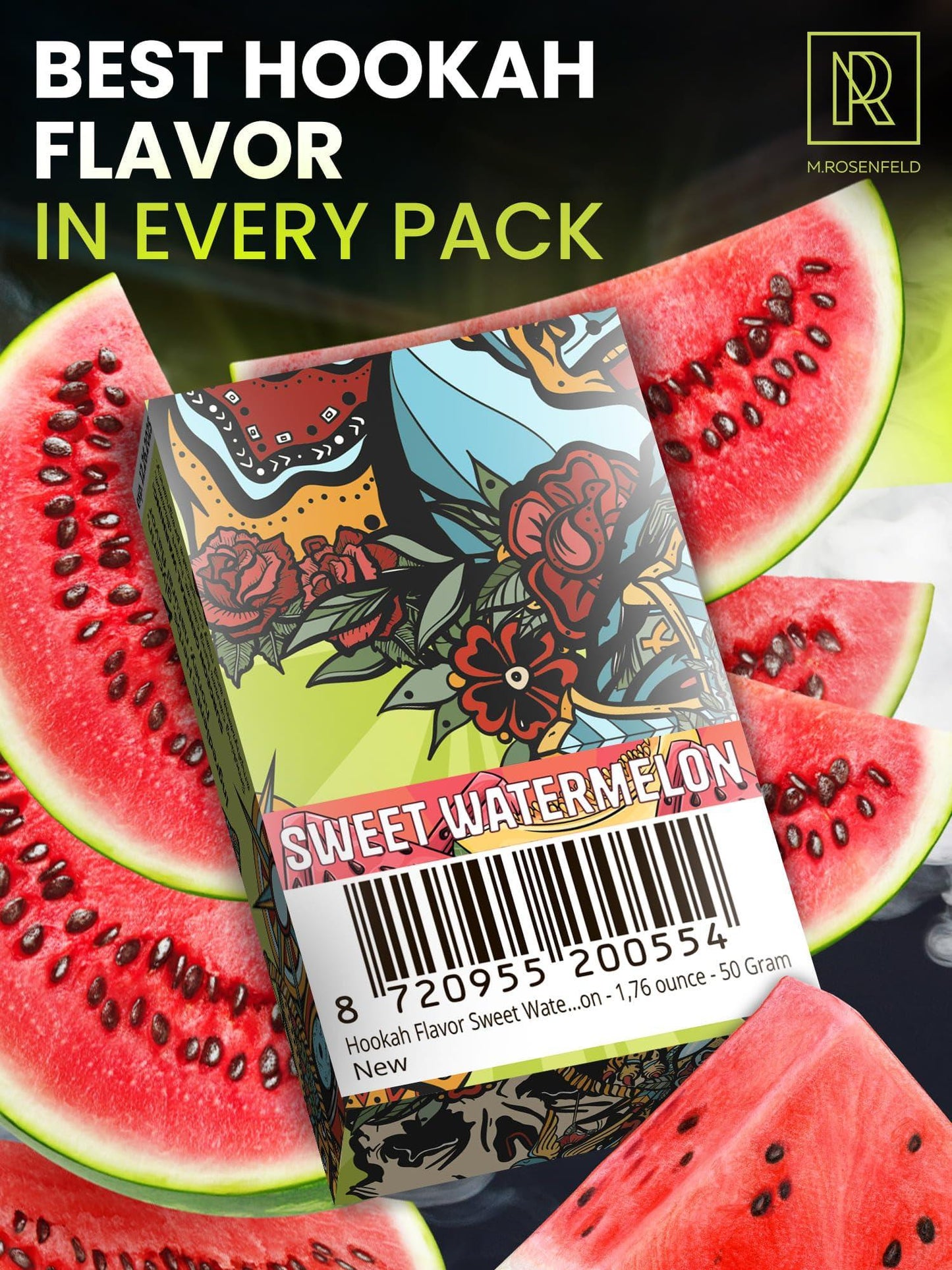 Hookah Flavors Sweet Watermelon   176 ounce (50 gram)   Hookah Shisha Tobacco Free Molasses Hookah Tobacco & Nicotine Free Sweet Watermelon Shisha with Real Organic Shisha Hookah Flavors Sweet Watermelon