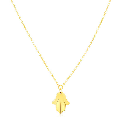 14K Yellow Gold Hand of Hamsa Necklace