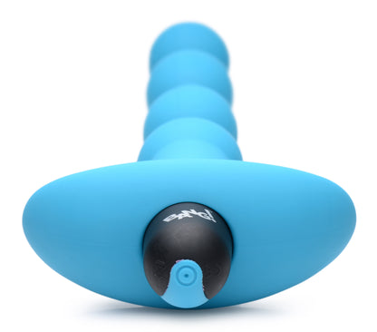 Bang - Vibrating Silicone Anal Beads and Remote  Control - Blue