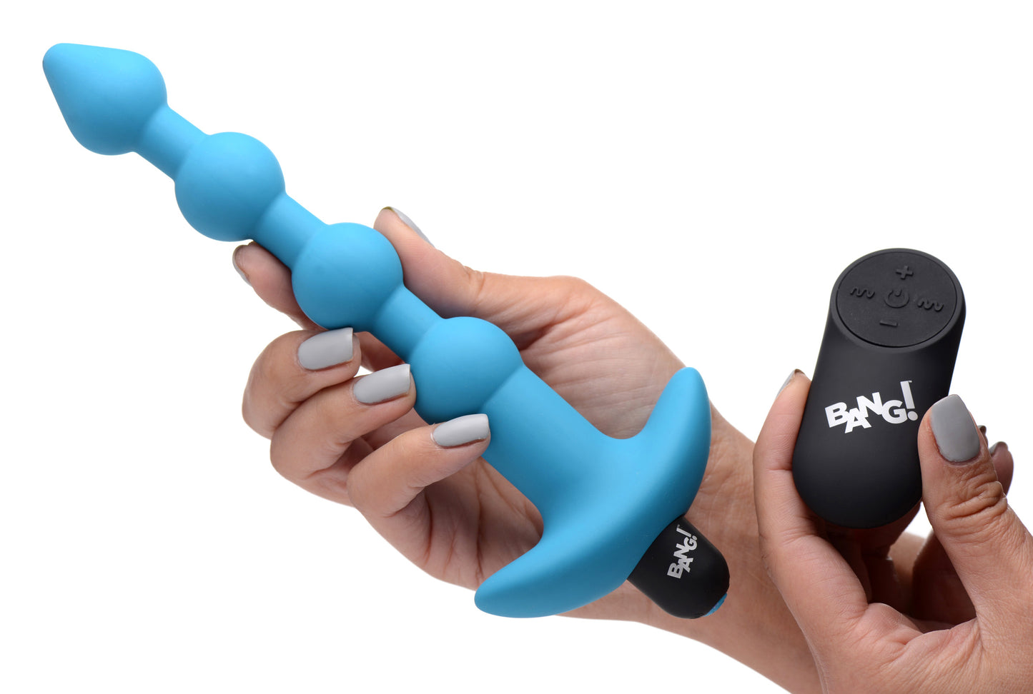 Bang - Vibrating Silicone Anal Beads and Remote  Control - Blue