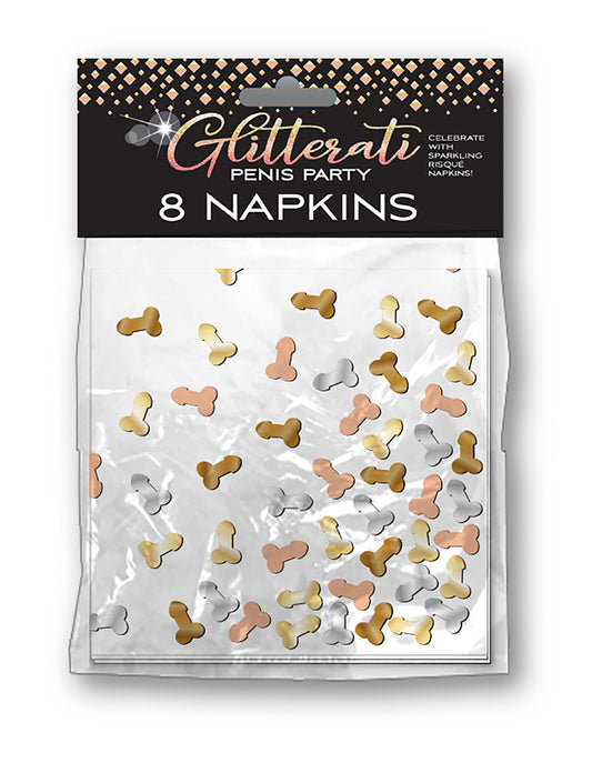 Glitterati Penis Party Napkins - 8 Count