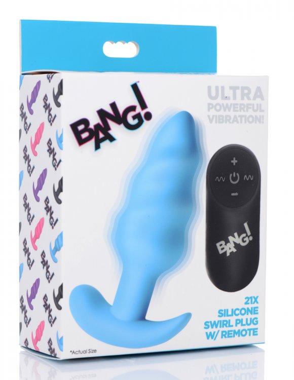 Bang! 21x Vibrating Silicone Swirl Butt Plug W/ Remote
