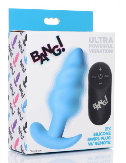 Bang! 21x Vibrating Silicone Swirl Butt Plug W/ Remote