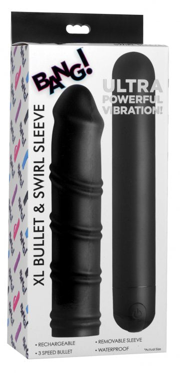 Bang! Xl Bullet & Swirl Silicone Sleeve Black