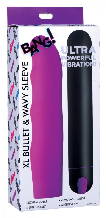 Bang! Xl Bullet & Wavy Silicone Sleeve Purple