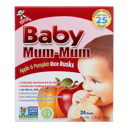 Baby Mum Mum Baby Teething Rice Rusk Apple And Pumpkin Flavored Rice Snack  - Case Of 6 - 1.76 Oz