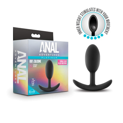 Anal Adventures - Platinum - Silicone Vibra Slim  Plug -Medium - Black