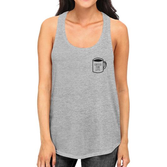 Coffee For Life Womens Grey  Sleeveless Tank Top For Coffee Lover