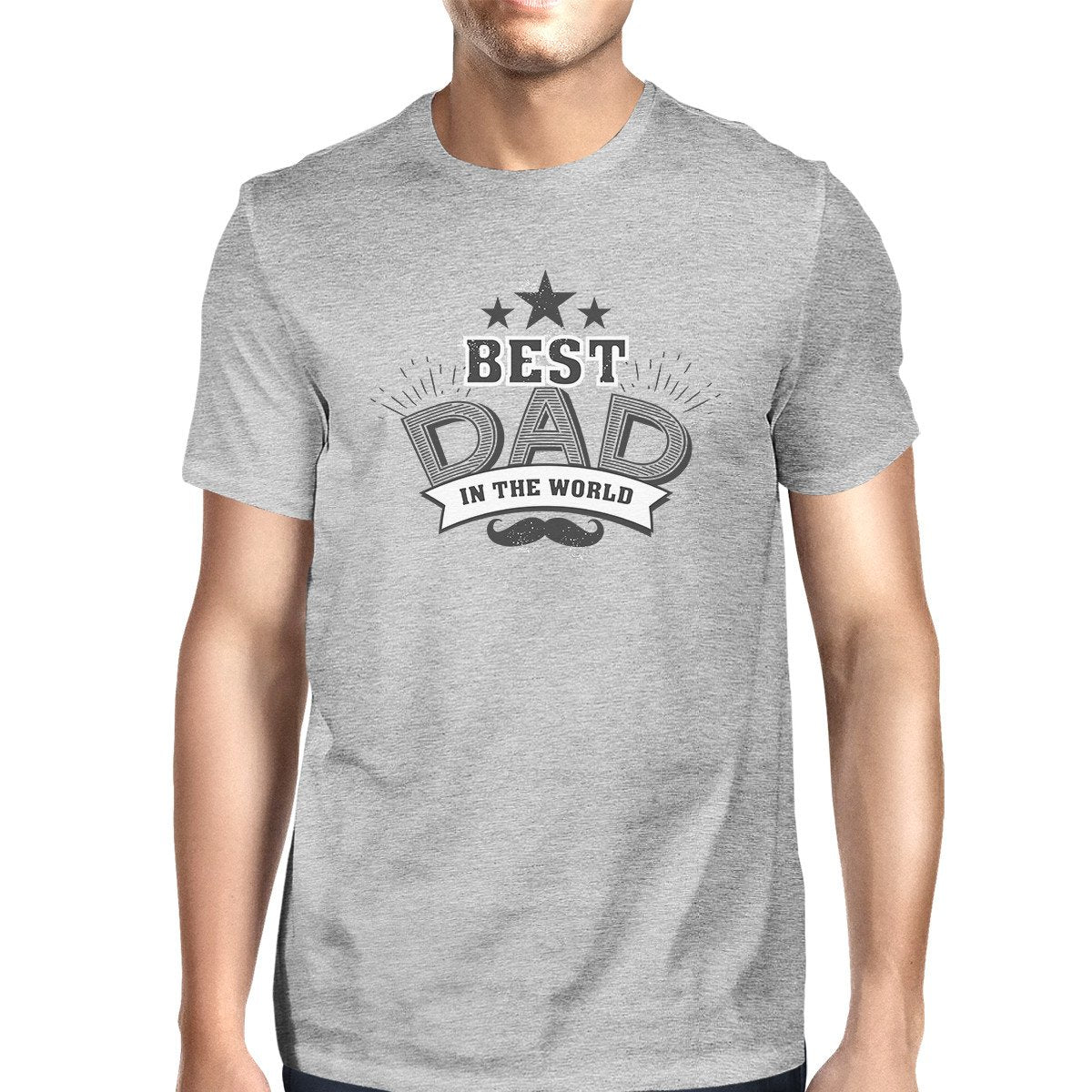 Best Dad In The World Mens Grey T-Shirt Unique Design Tee For Dad