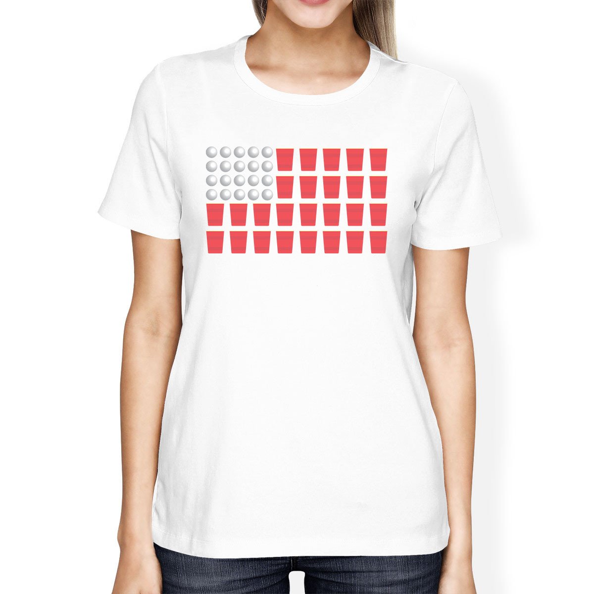Beer Pong American Flag Humorous Saying Tee For Independence Day