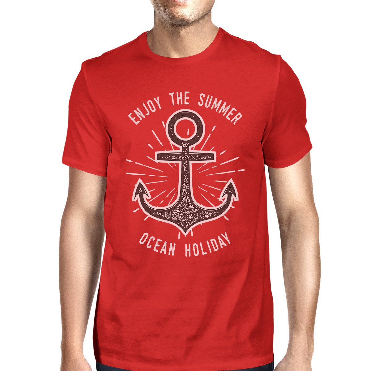 Enjoy The Summer Ocean Holiday Mens Red Shirt