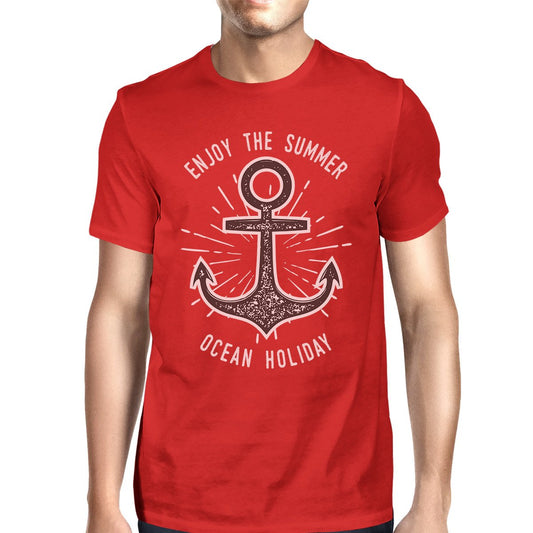 Enjoy The Summer Ocean Holiday Mens Red Shirt