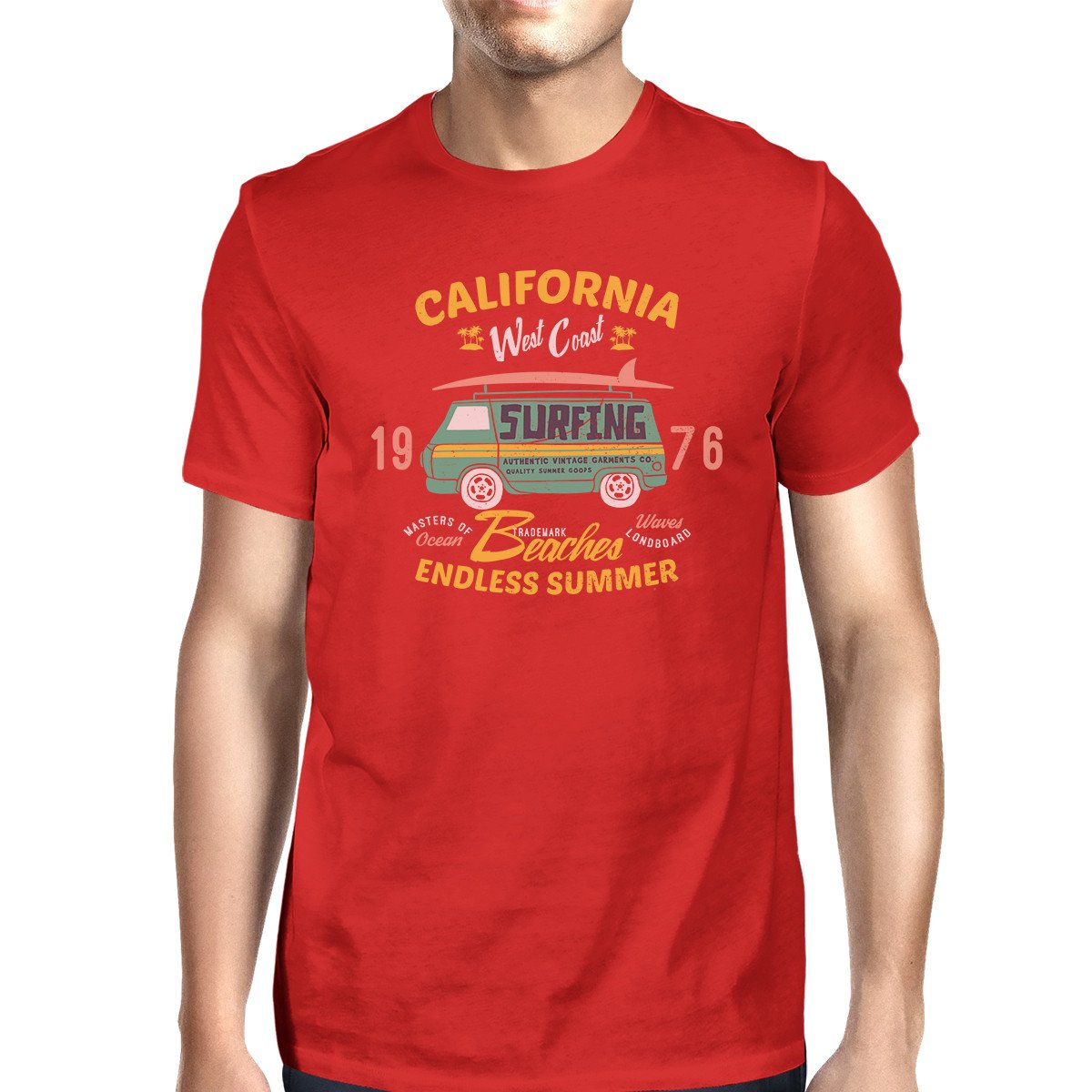 California Beaches Endless Summer Mens Red Shirt