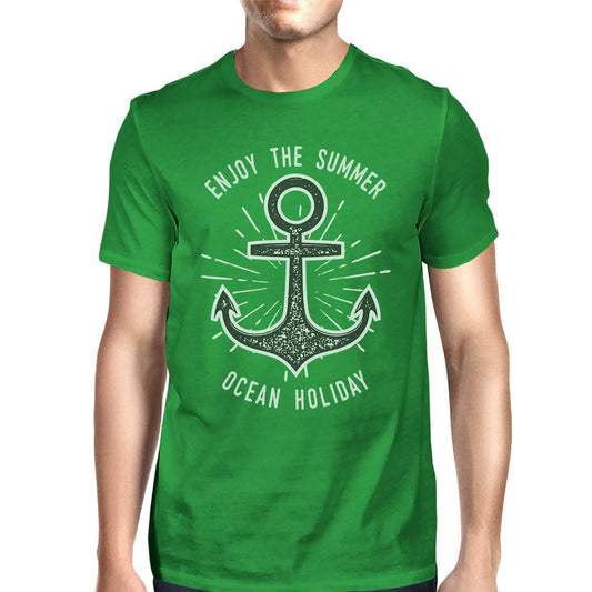 Enjoy The Summer Ocean Holiday Mens Green Shirt