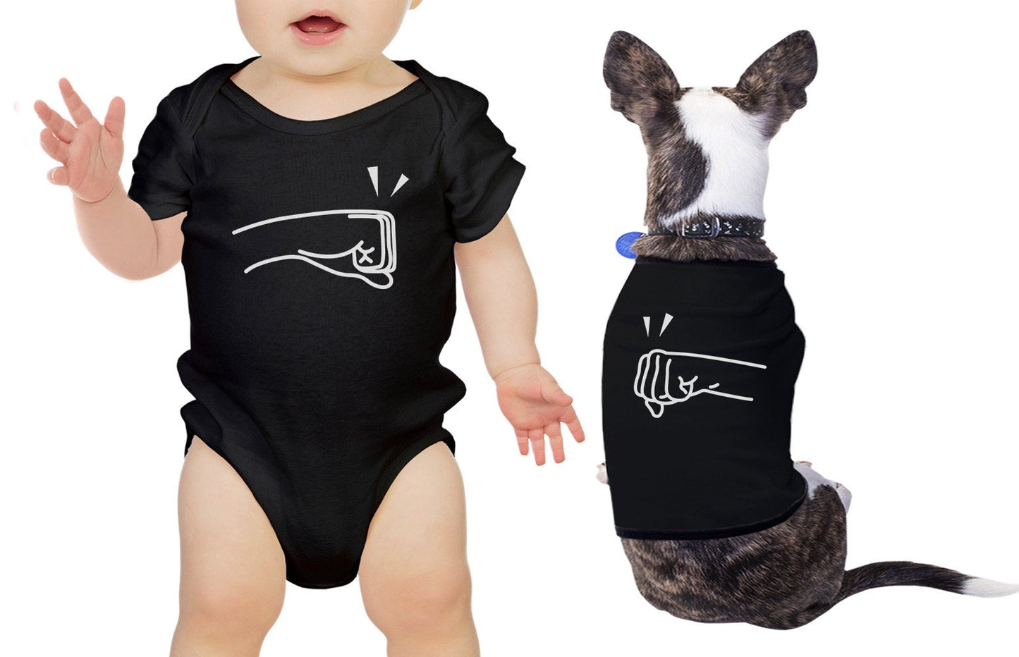 Fists Pound Baby and Pet Matching Black Shirts