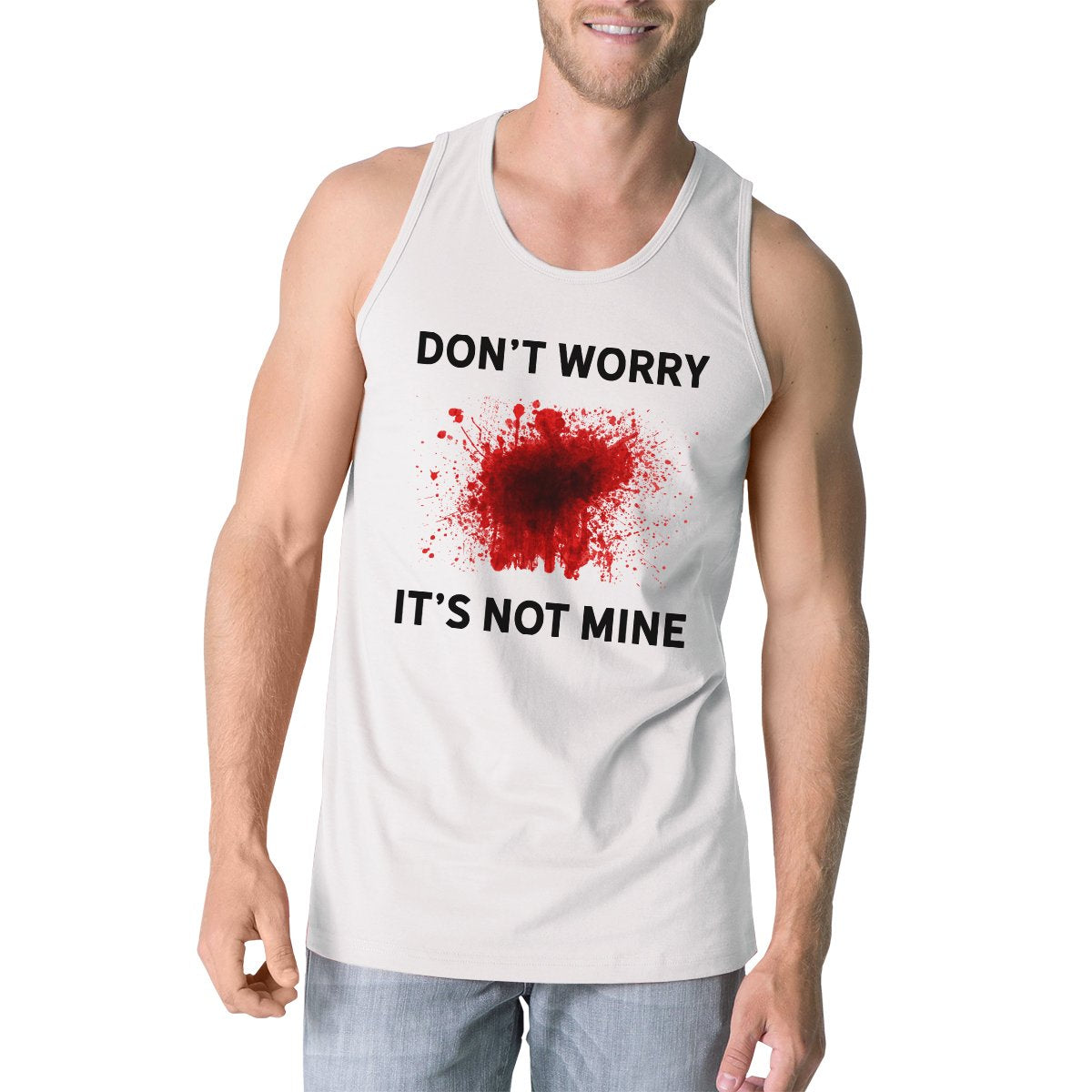 Don't Worry It's Not Mine Mens White Tank Top