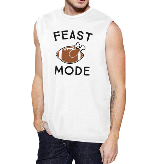 Feast Mode Mens White Muscle Top