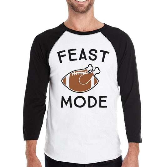 Feast Mode Mens Black And White Baseball Shirt