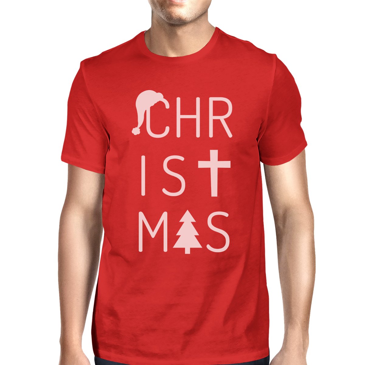 Christmas Letters Mens Red Shirt