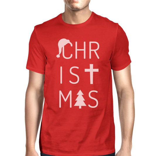 Christmas Letters Mens Red Shirt