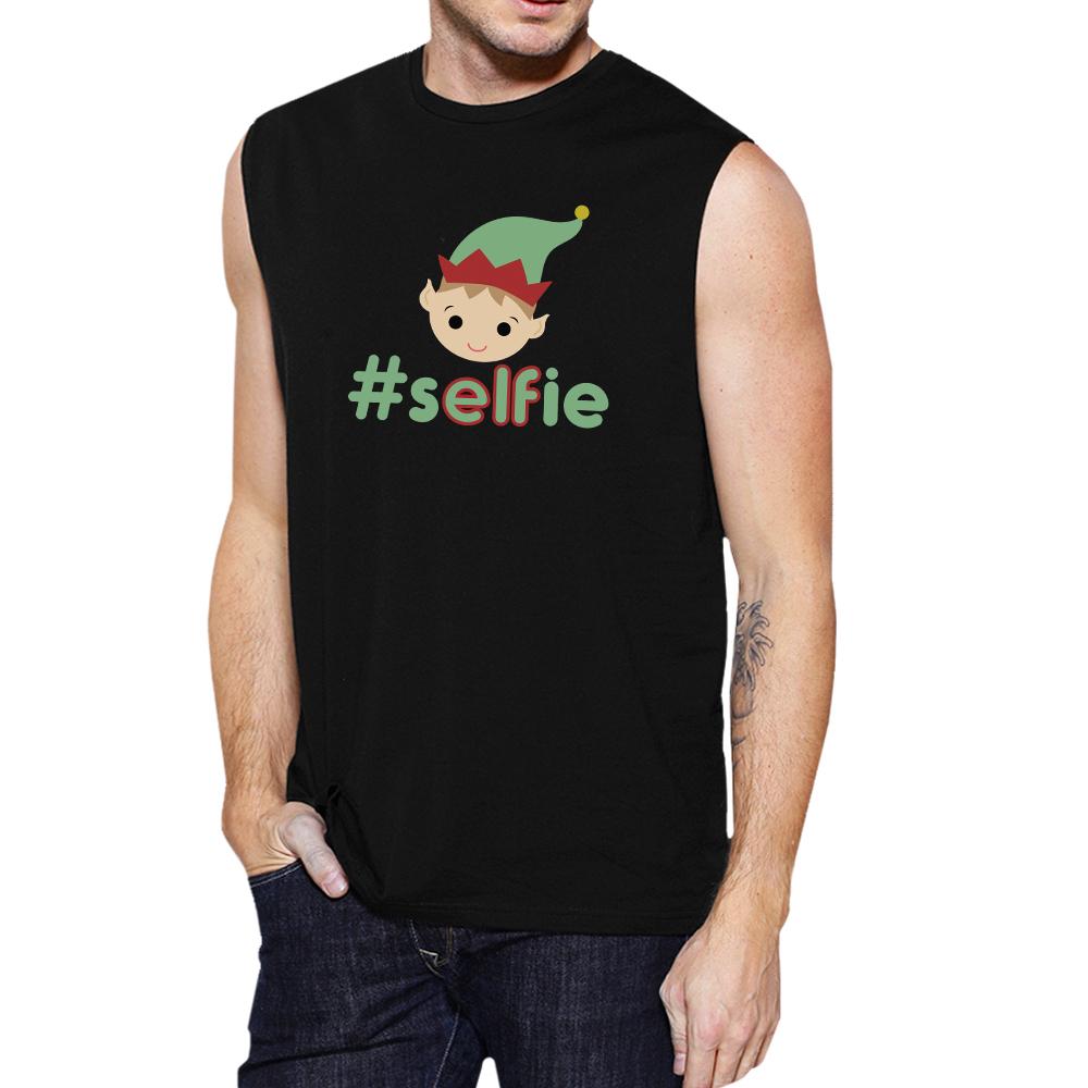Hashtag Selfie Elf Mens Black Muscle Top