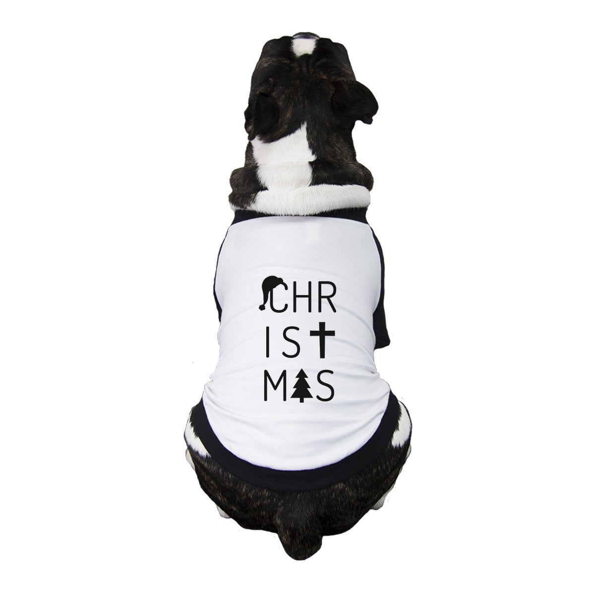 Christmas Letters Pets Black And White Baseball Shirt