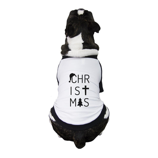 Christmas Letters Pets Black And White Baseball Shirt