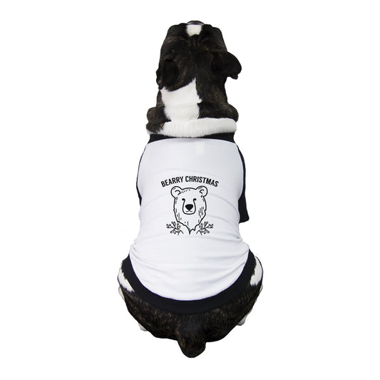 Bearry Christmas Bear Pets Black And White Baseball Shirt